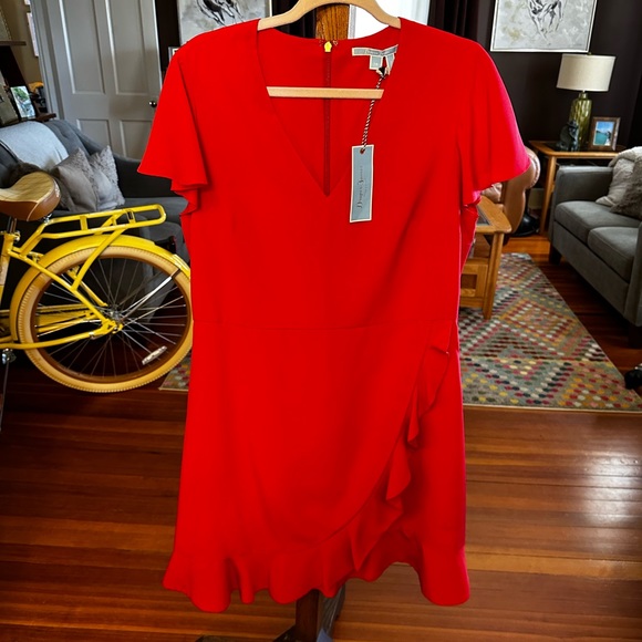 Draper James Lipstick Red Solid Flutter Dress sz 14 Holiday - Picture 4 of 7